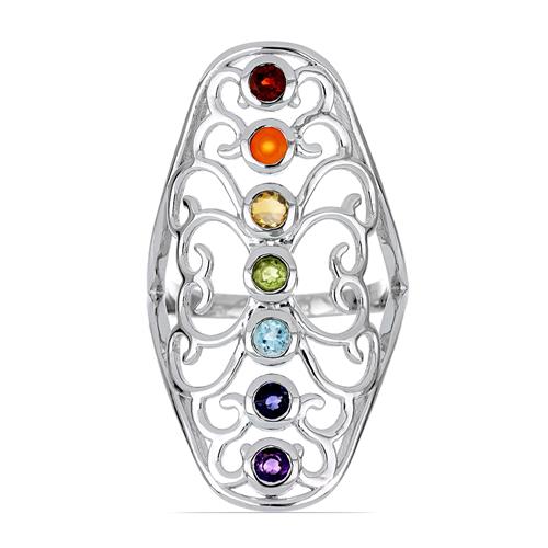 BUY 925 SILVER NATURAL CHAKRA STONES RING